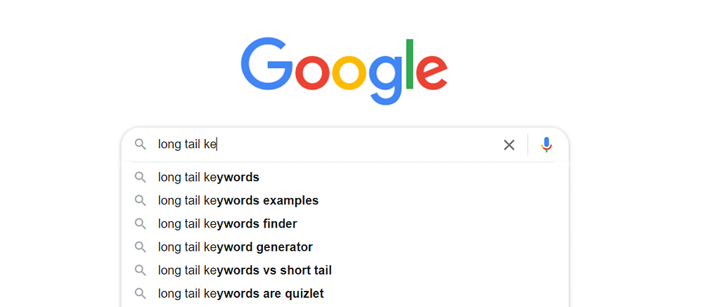 Google Suggestions of long tail keywords 